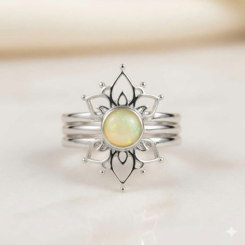 Artistic Symmetrical Flower Ring Set