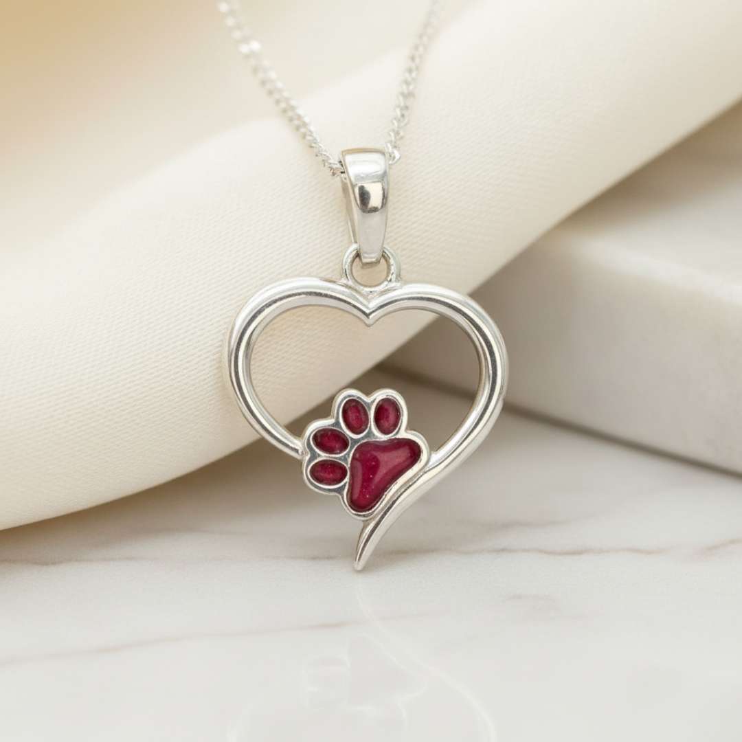 Open Heart And Paw Pendant