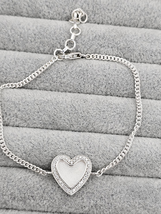 Heart Halo Full Cubic Zirconia Keepsake Bracelet