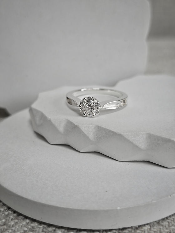 Floral Cluster Cubic Zirconia Ring
