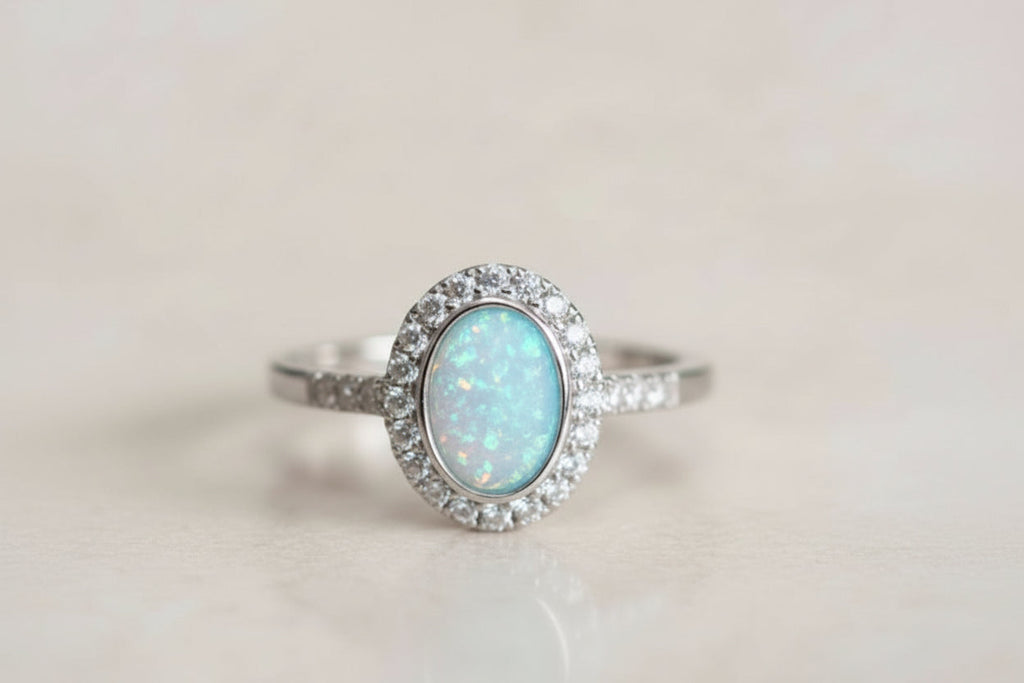 Classic Oval Halo Cubic Zirconia Ring