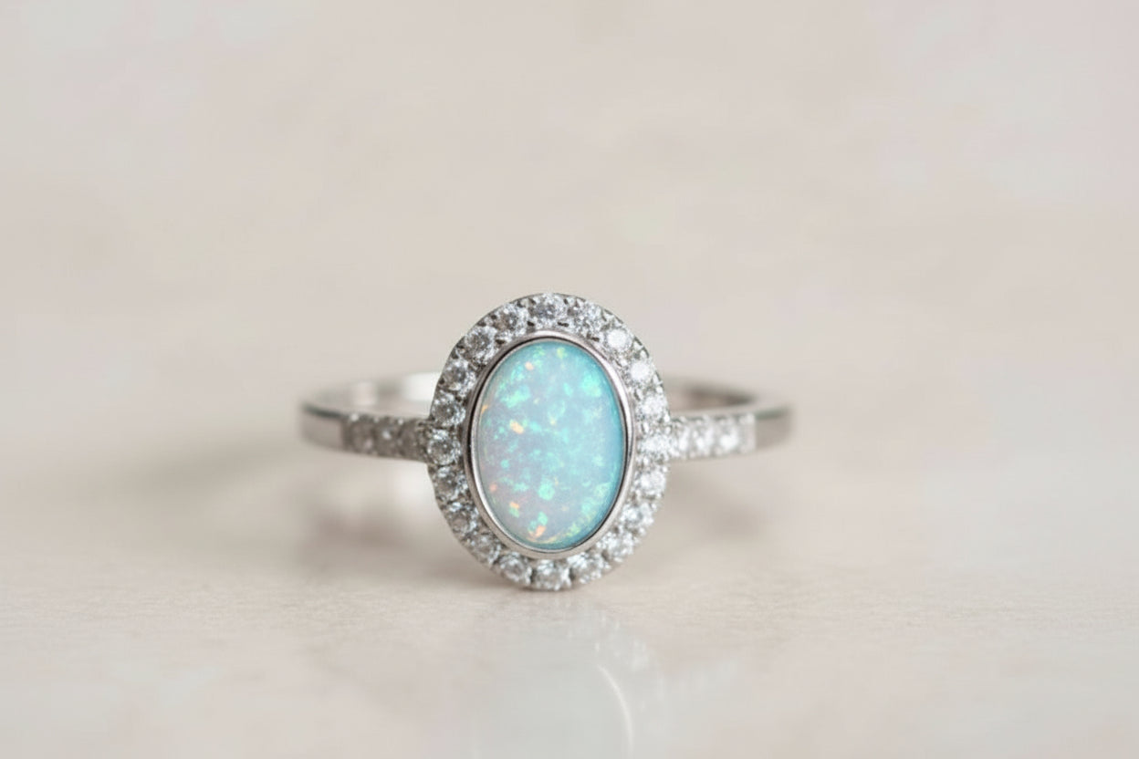 Classic Oval Halo Cubic Zirconia Ring