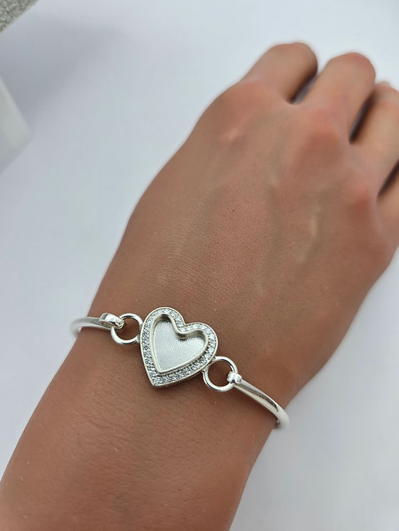Forever Heart Cubic Zirconia Halo Keepsake Bangle