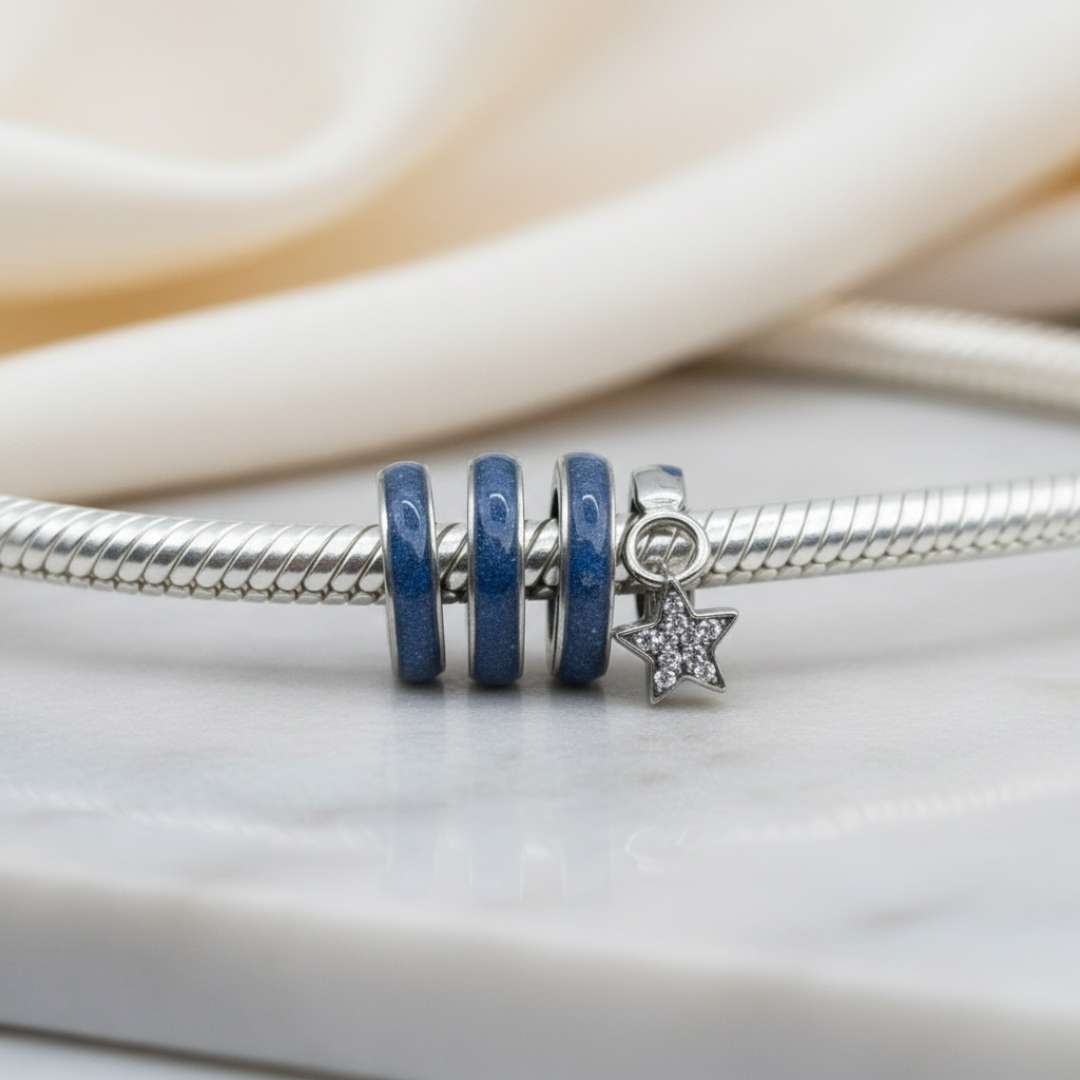 Stainless Steel Spiral with Dangling Star Slider Charm