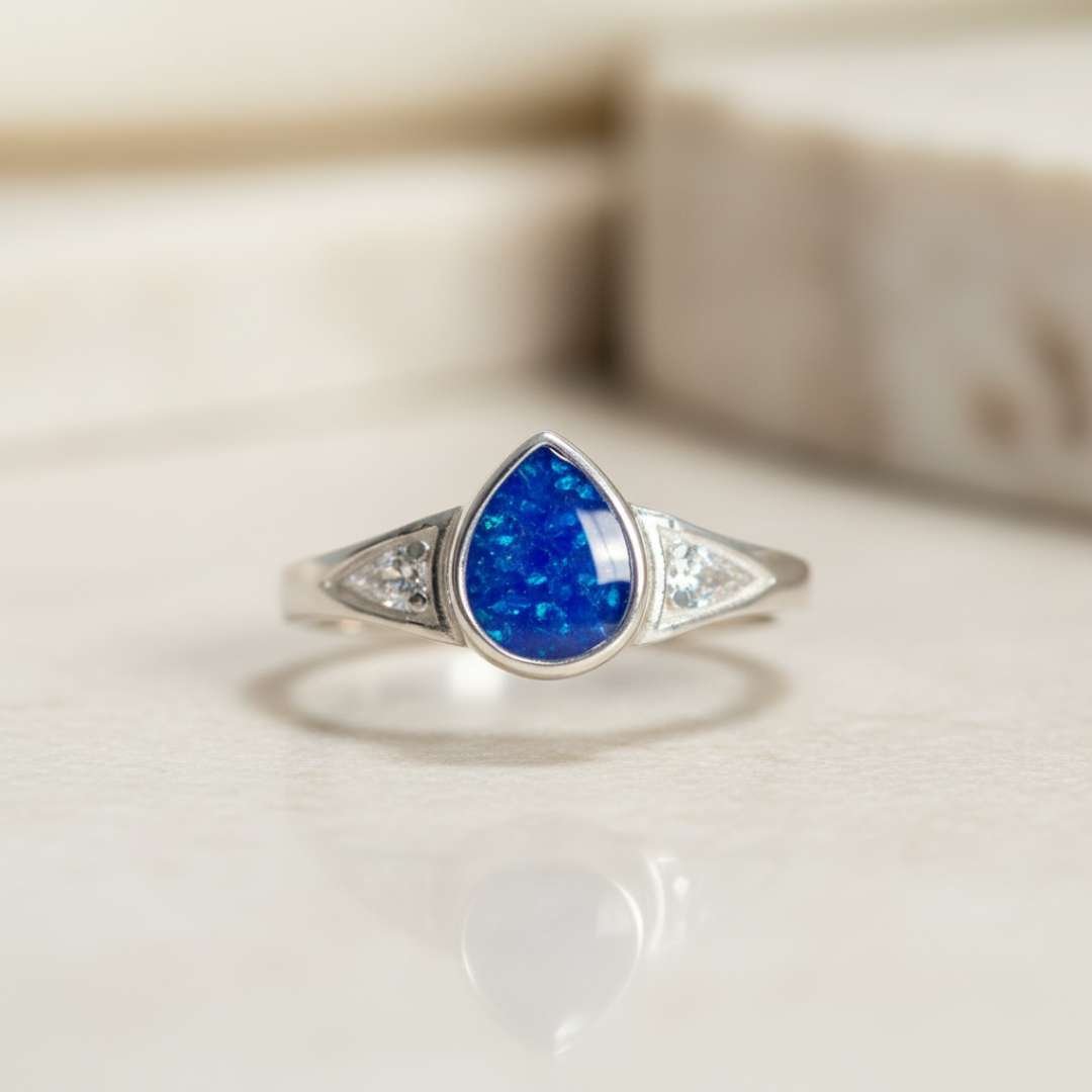 Droplet Cubic Zirconia Accent Memorial Ring