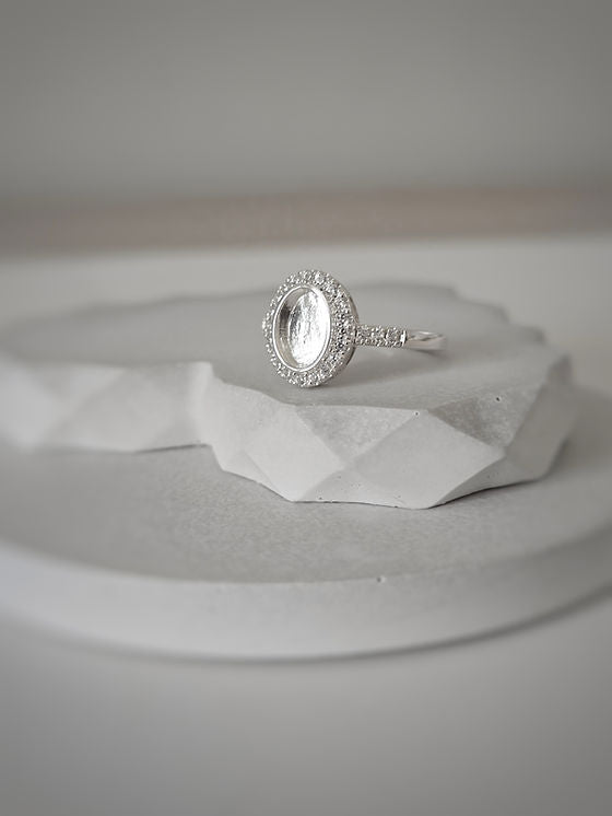 Classic Oval Halo Cubic Zirconia Ring