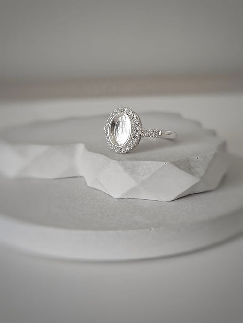 Classic Oval Halo Cubic Zirconia Ring