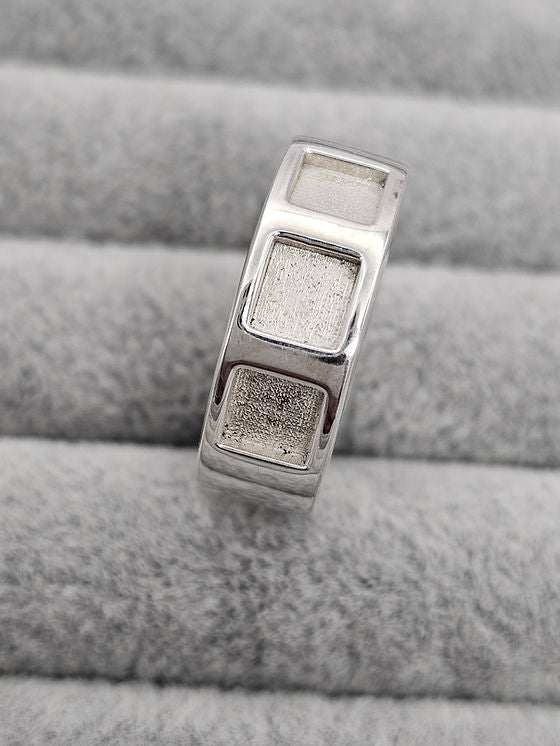Triple Square Front Inlay Band Ring