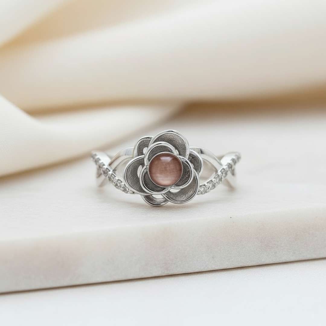 Keepsake Rose Memorial Ring with or without Gold Accents