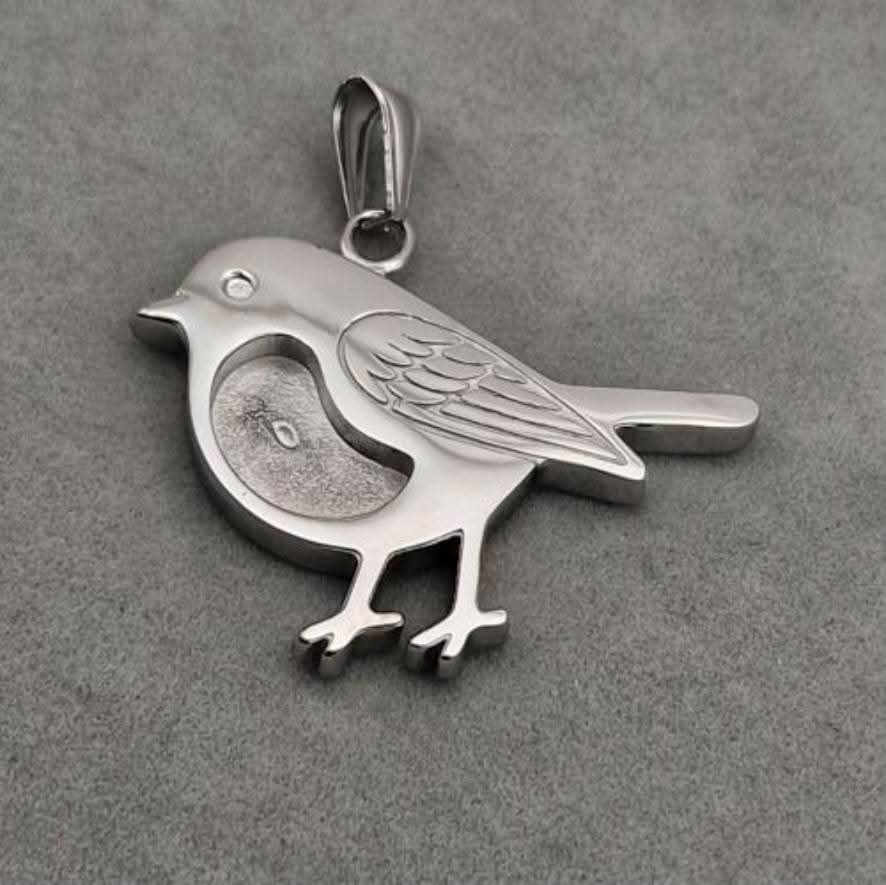 Stainless Steel Bird Robin 2-D Keepsake Pendant