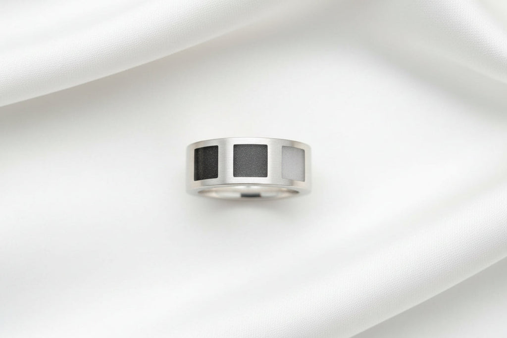 Triple Square Front Inlay Band Ring