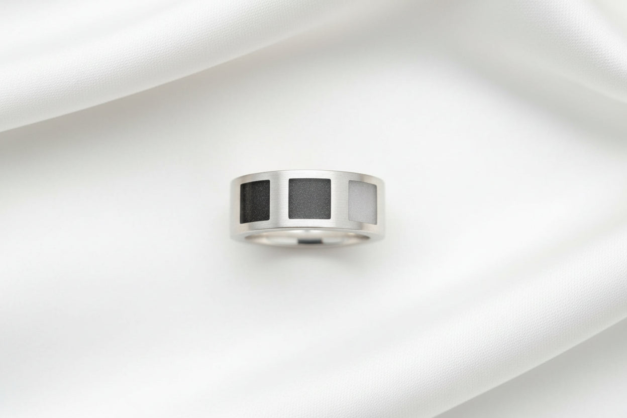 Triple Square Front Inlay Band Ring