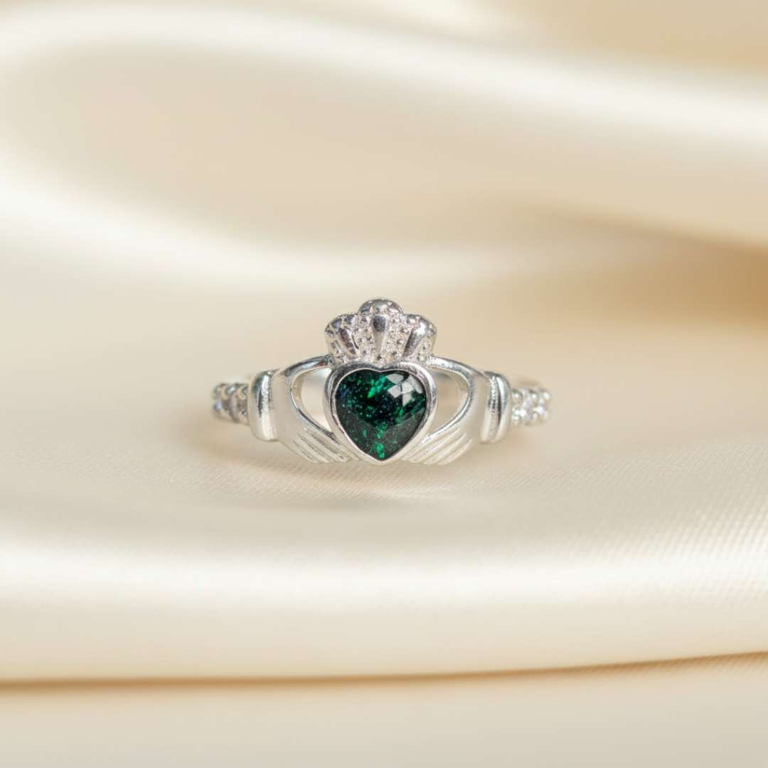 Cubic Zirconia Sparkle Claddagh Ring