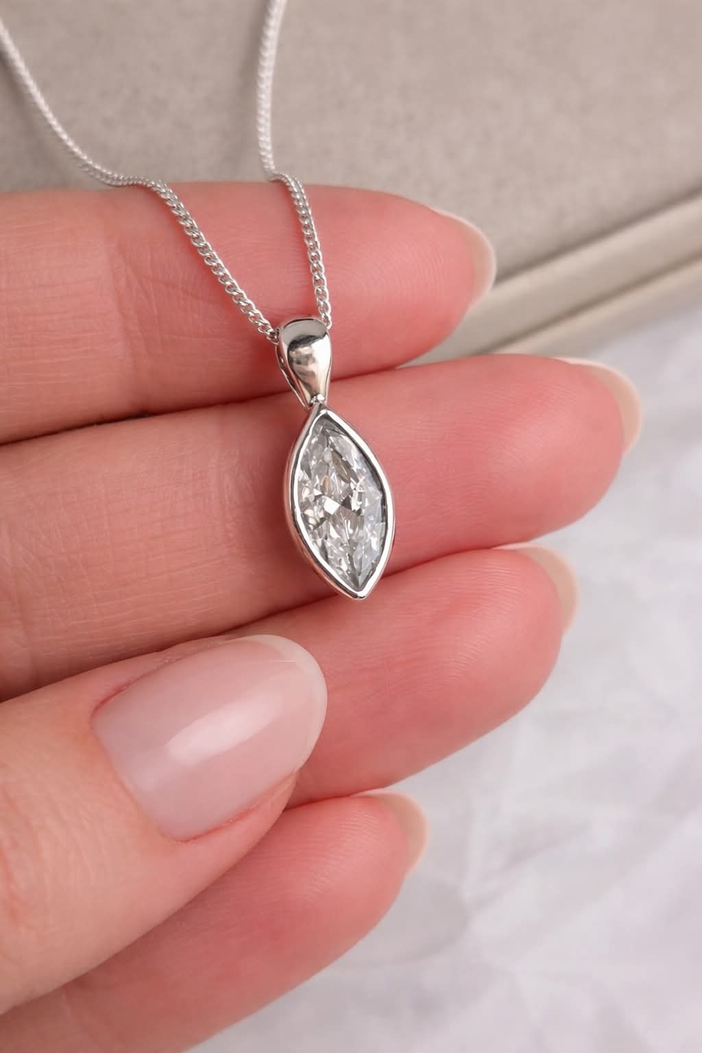 Secret Sentiments Marquise Cubic Zirconia Keepsake Pendant