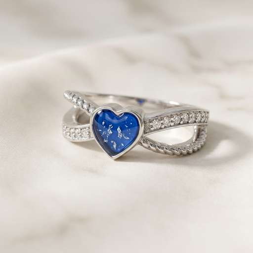 Heart Infinity Twist Band Cubic Zirconia Crossover Ring