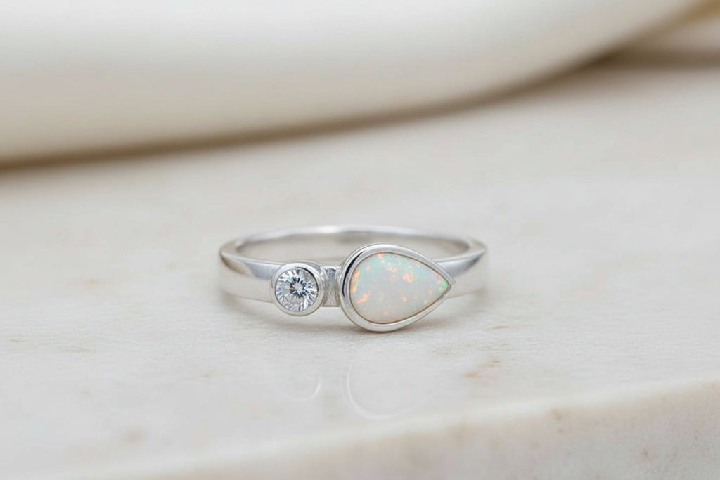 Keepsake Droplet and Cubic Zirconia Accent Memorial Ring