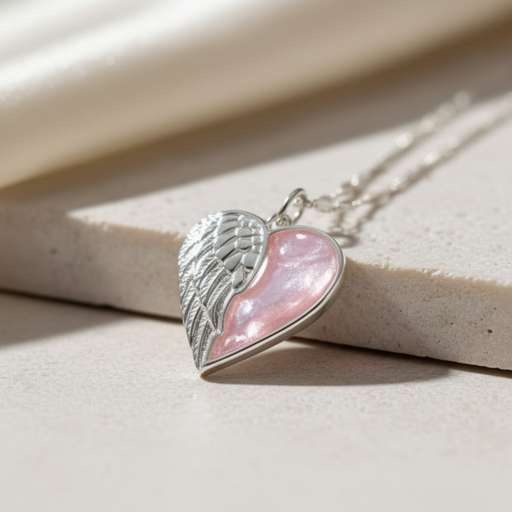 Angel Wing Half Heart Keepsake Pendant