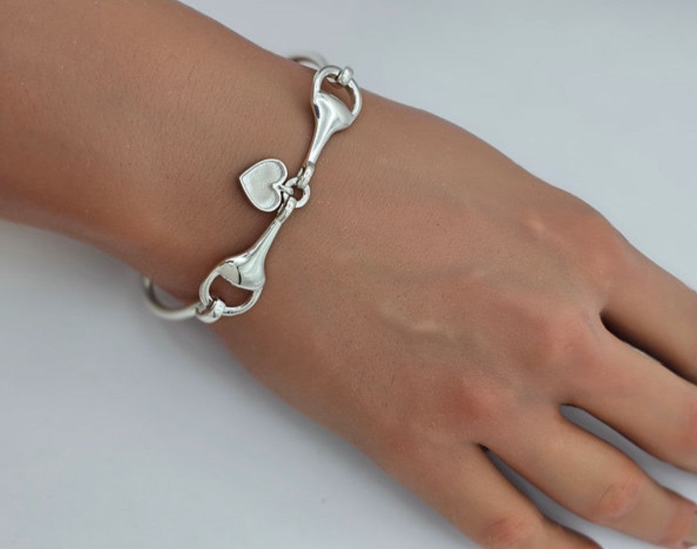 Dangling Heart Horse Bit Keepsake Bangle