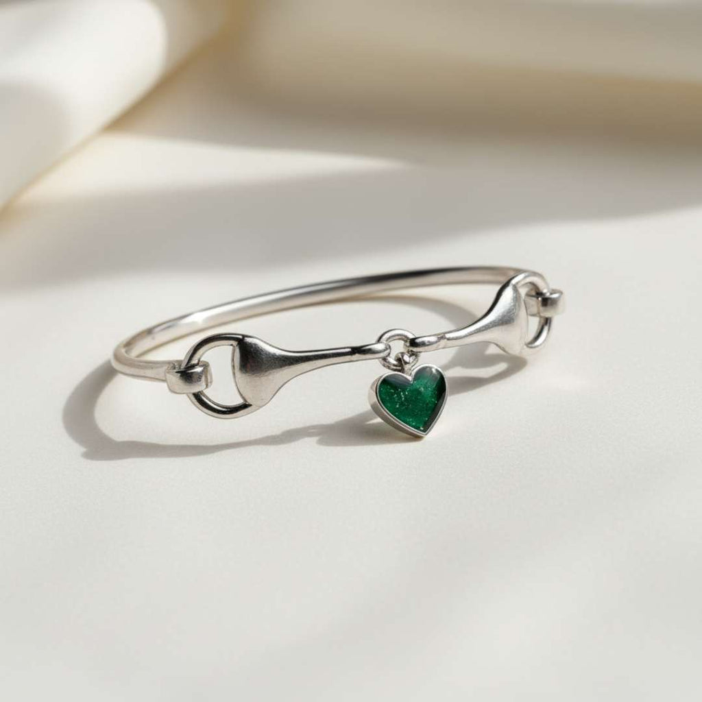 Dangling Heart Horse Bit Keepsake Bangle