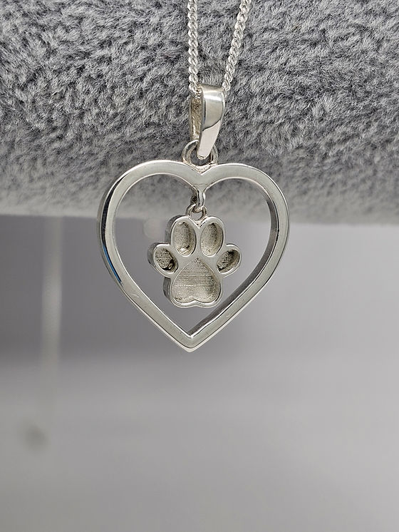 Dangling Pawprint Heart Pendant