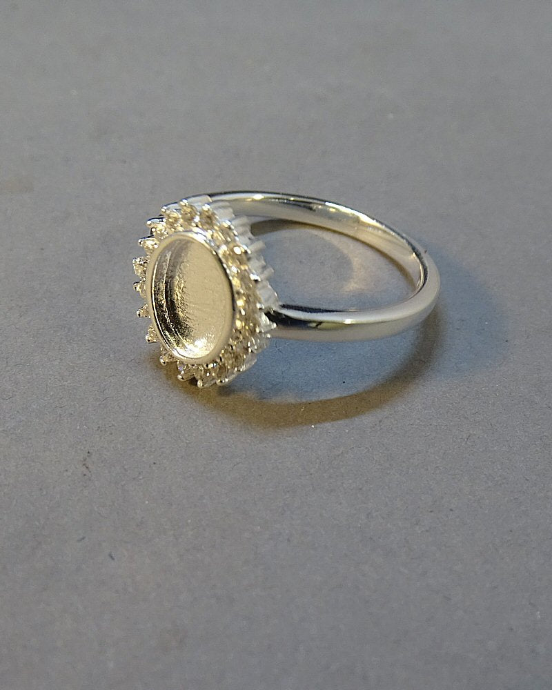 Oval Halo Sparkle Cubic Zirconia Keepsake Ring