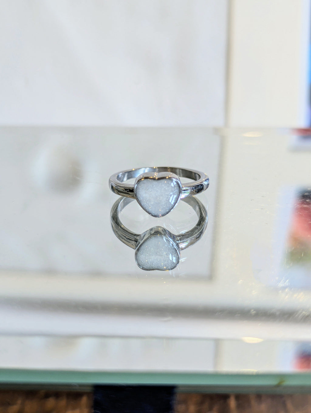 Stainless Steel Pure Dainty Heart Keepsake Ring