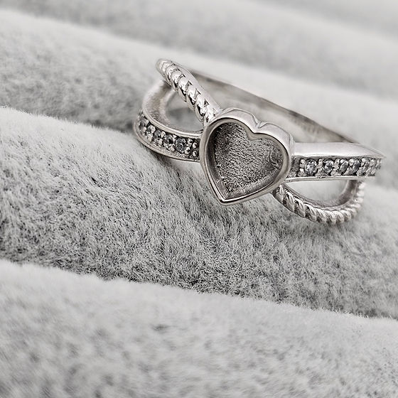 Heart Infinity Twist Band Cubic Zirconia Crossover Ring