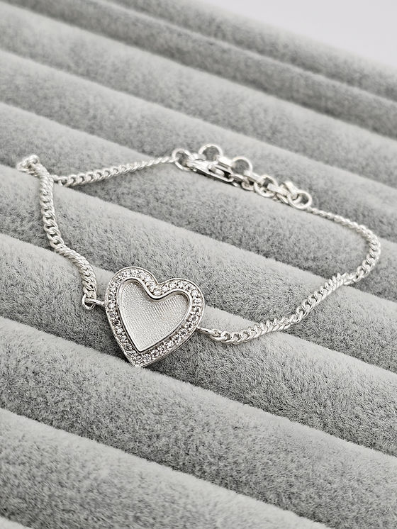 Heart Halo Full Cubic Zirconia Keepsake Bracelet