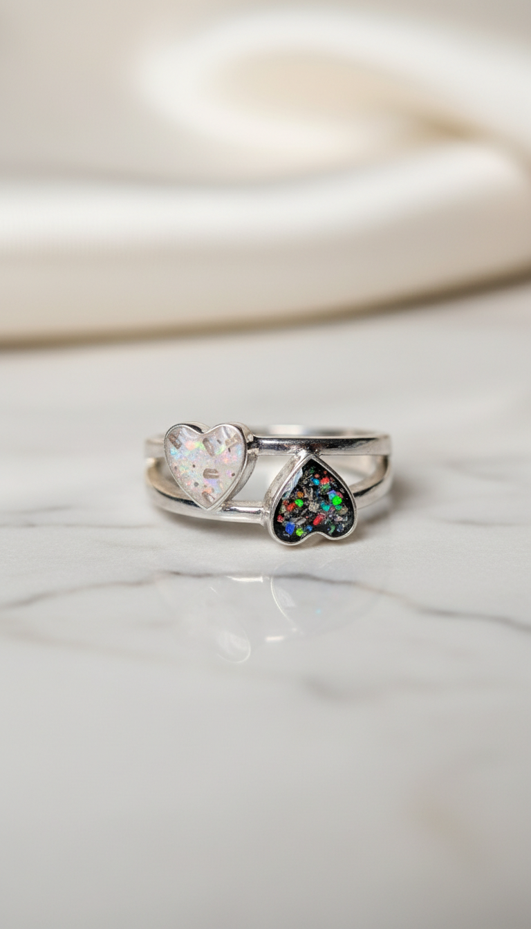 Keepsake Double Heart Memorial Ring