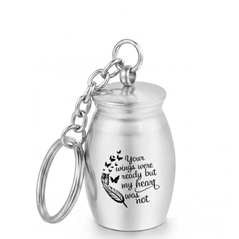 Stainless steel ashes urn keychain with engraving