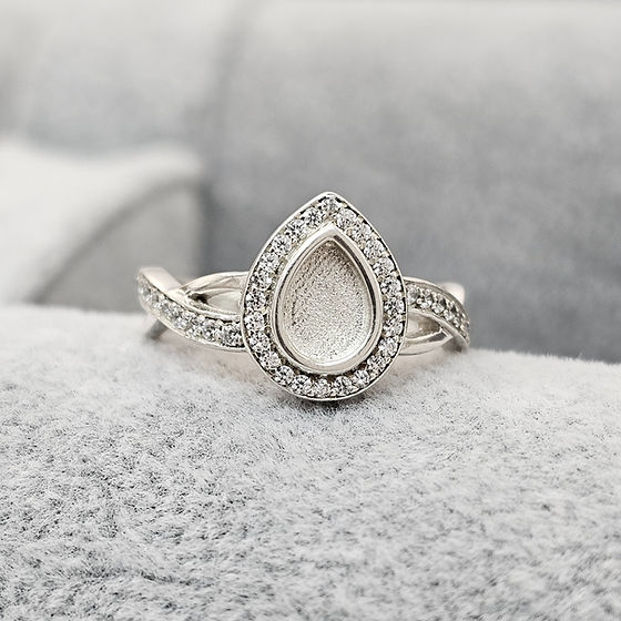 Cross Band Droplet Sparkle Cubic Zirconia Keepsake Ring