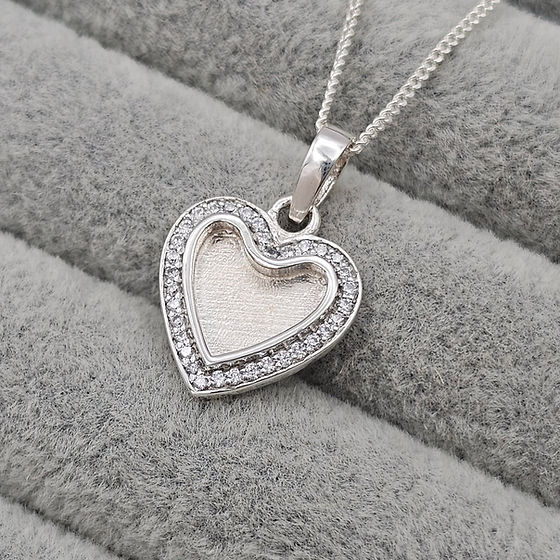 Heart Halo Full Cubic Zirconia Keepsake Pendant