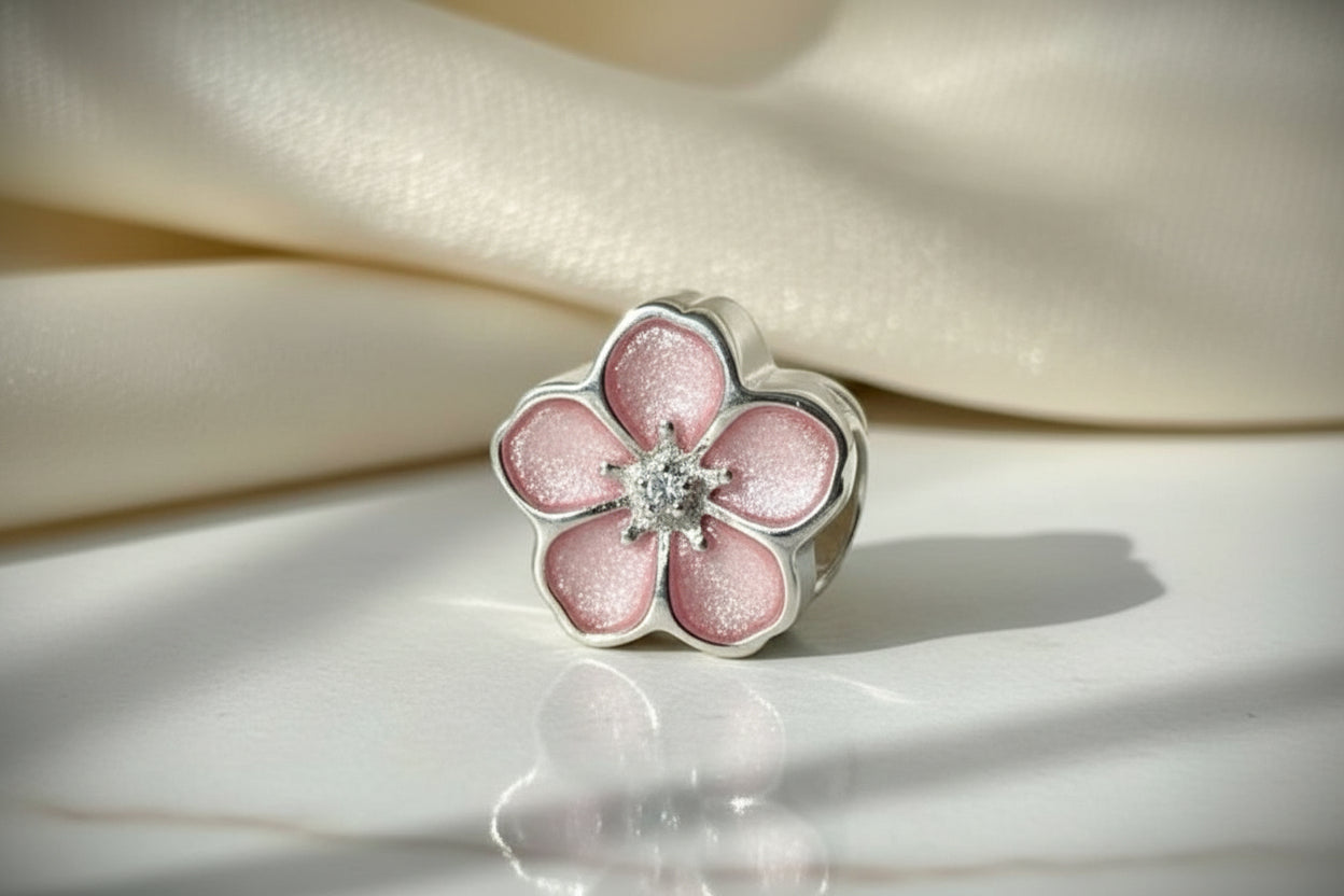 Flower Sparkle Cubic Zirconia Keepsake Charm
