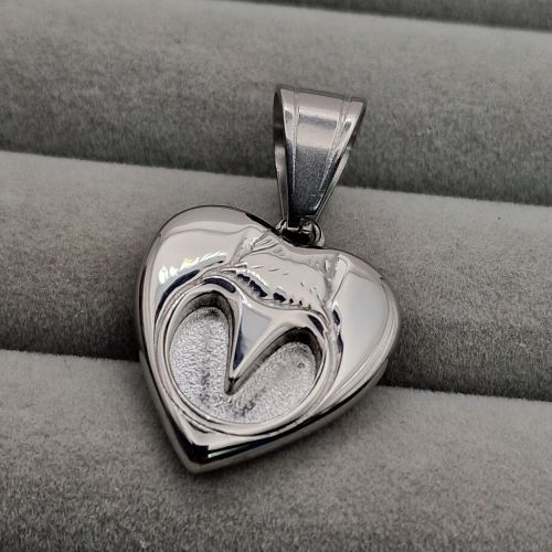 Stainless steel Keepsake Heart Horse BareFoot Hoof Pendant