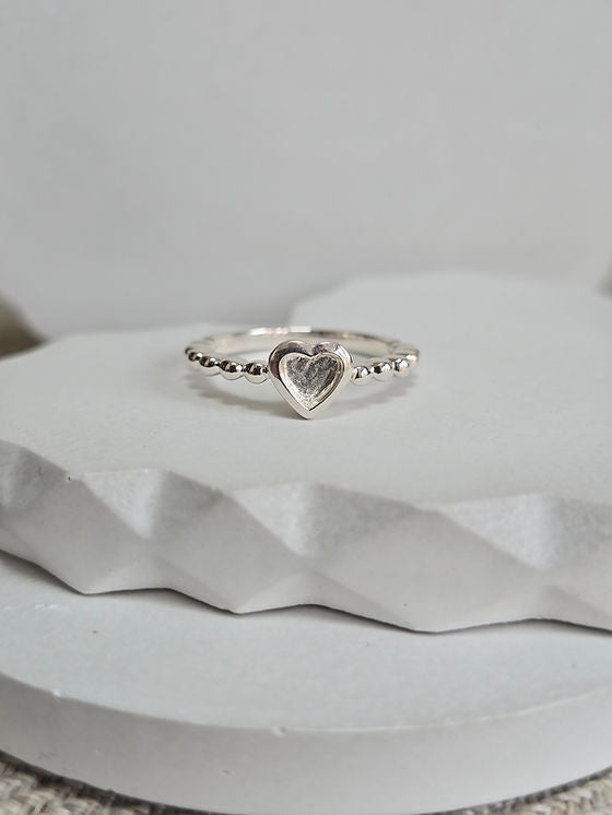 Heart Tiny Beaded Band Ring