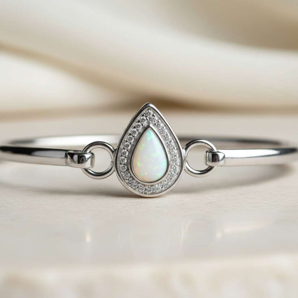 Droplet Cubic Zirconia Halo Keepsake Bangle