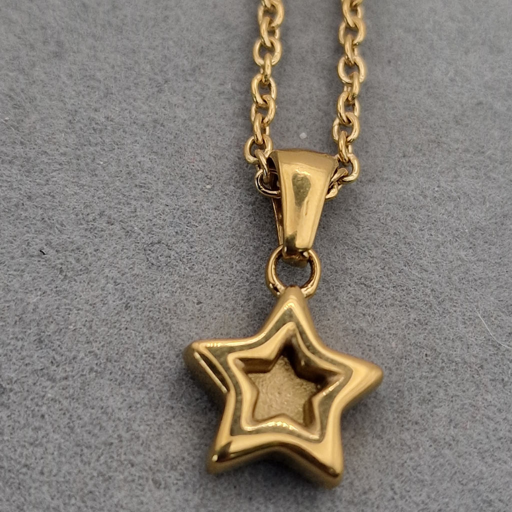 Yellow Gold PVD Stainless Steel Classic Star Keepsake Pendant