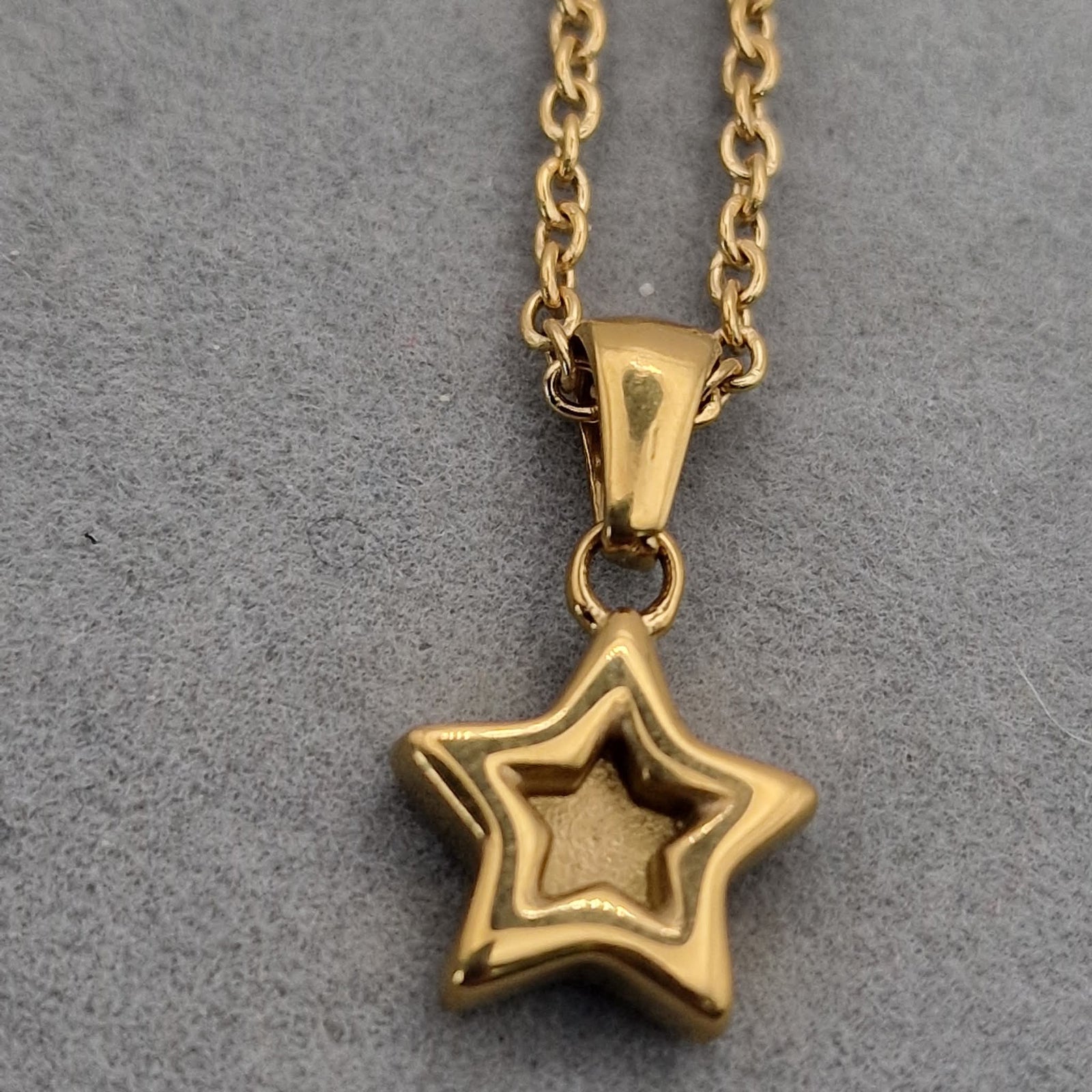 Yellow Gold PVD Stainless Steel Classic Star Keepsake Pendant