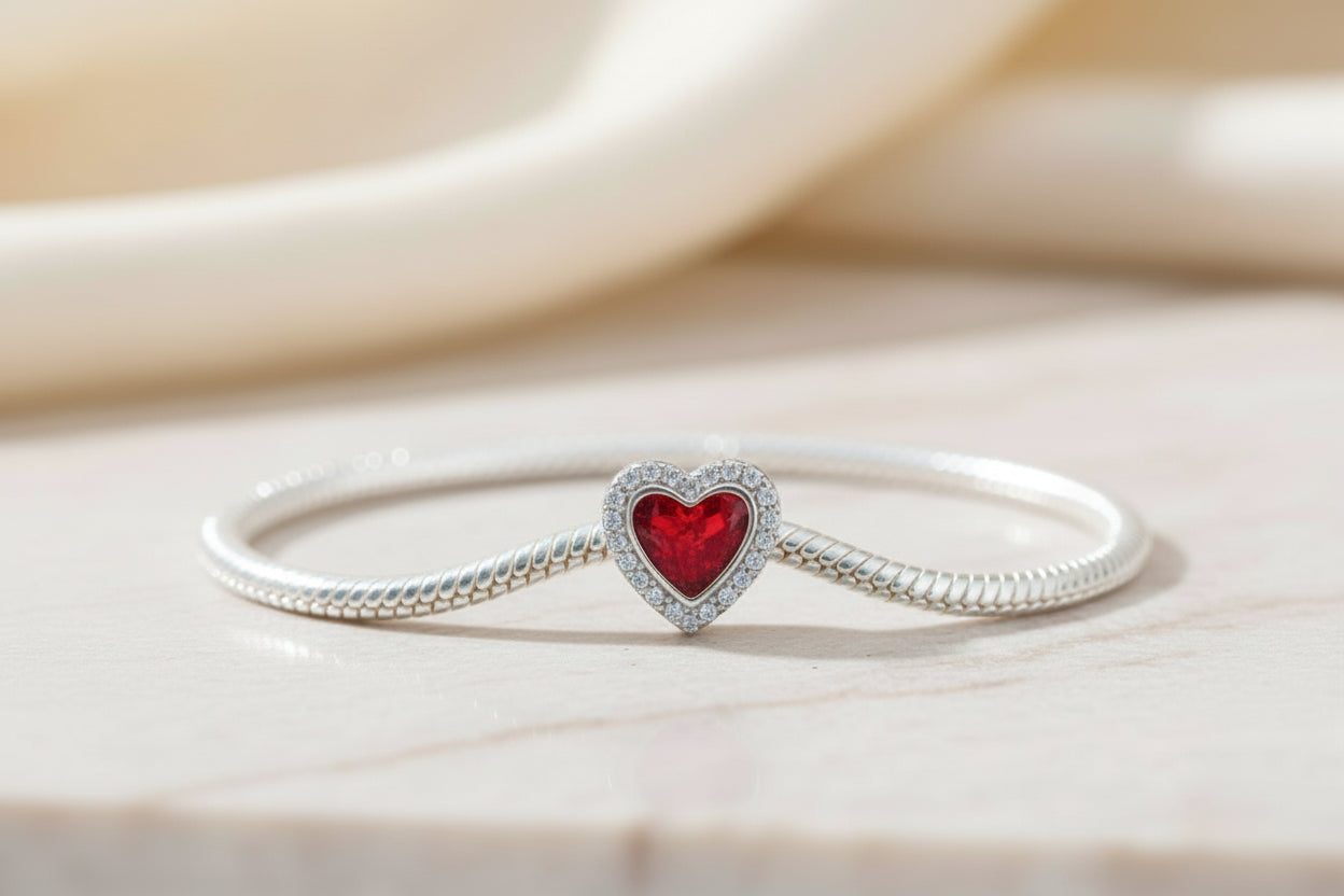 Heart Halo Full Cubic Zirconia Keepsake Charm