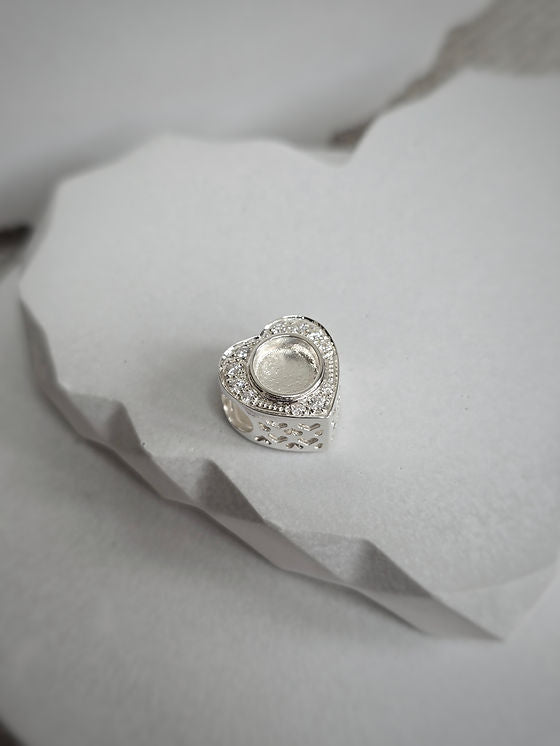 Radiant Heart Keepsake Cubic Zirconia Halo Charm