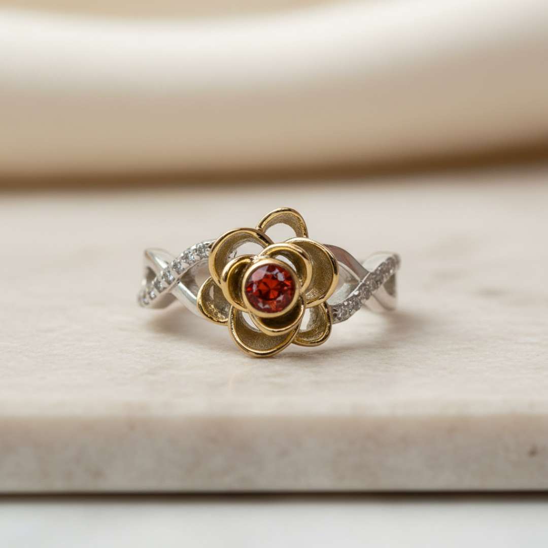 Keepsake Rose Memorial Ring with or without Gold Accents