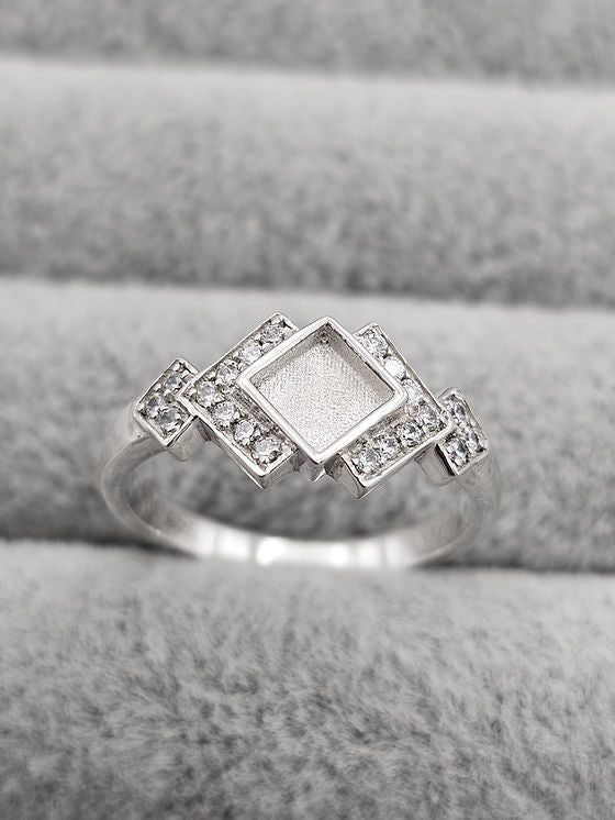 Keepsake Avant-garde Art Deco Cubic Zirconia Memorial Ring