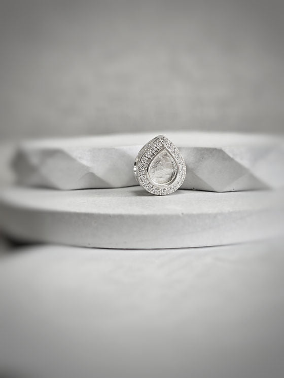 Droplet Cubic Zirconia Halo Keepsake Charm