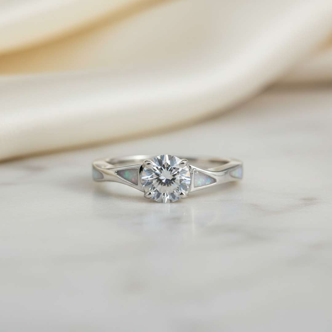 Keepsake Solitaire Quad channel Ring