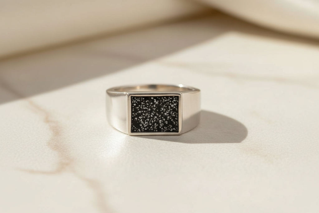 Front Rectangle Signet Inlay Ring