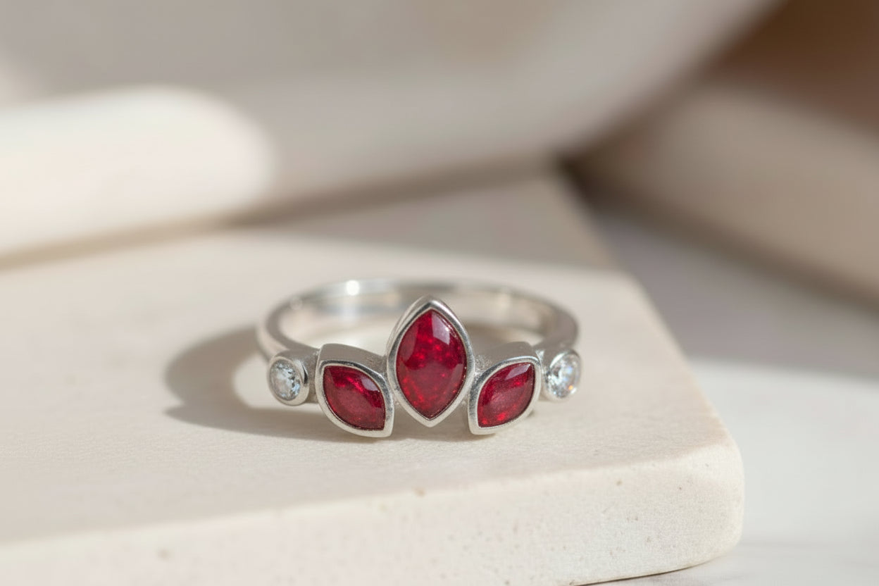 Petals/Leaves with Cubic Zirconia Accents Sparkle Keepsake Ring