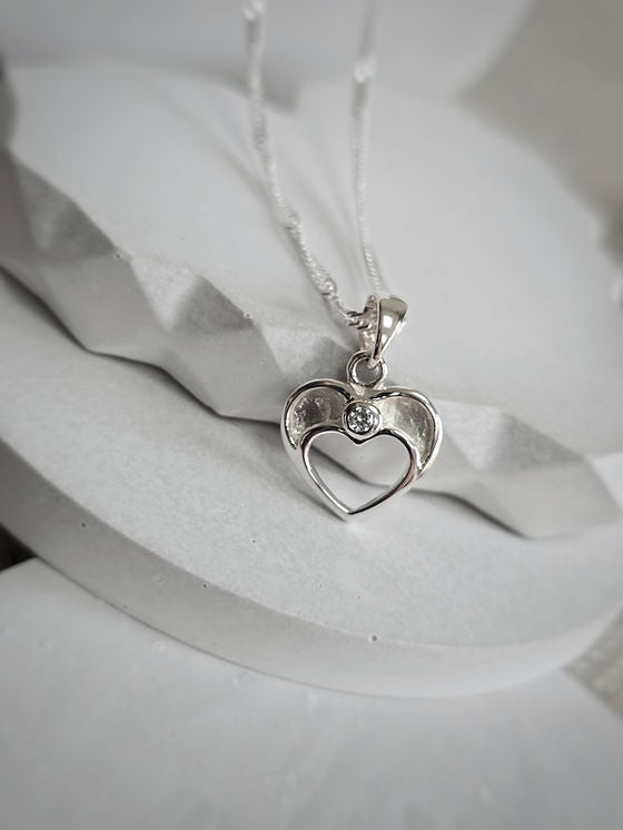 Open Heart Cubic Zirconia Accent Pendant