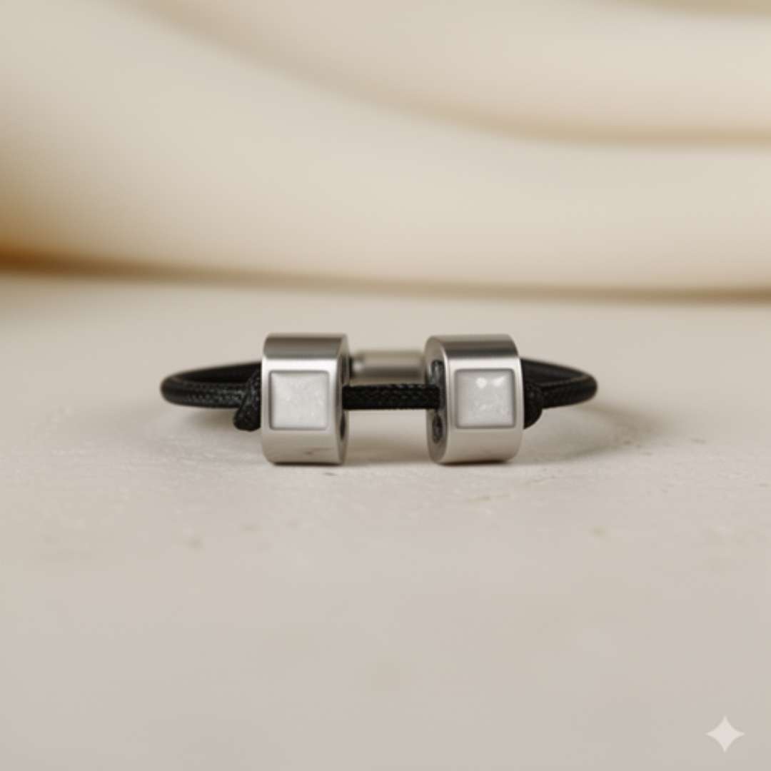 Stainless Steel Double Charm Threaded Cord Adjustable Bracelet