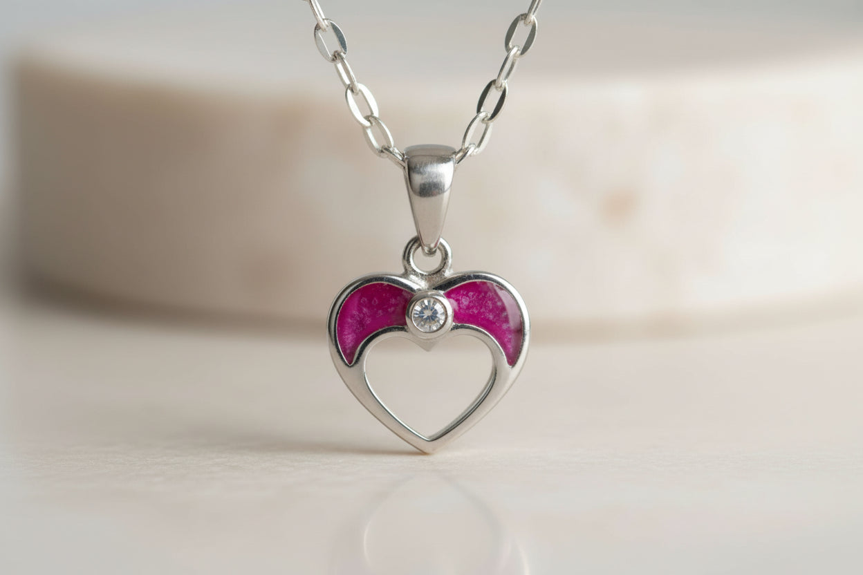 Open Heart Cubic Zirconia Accent Pendant