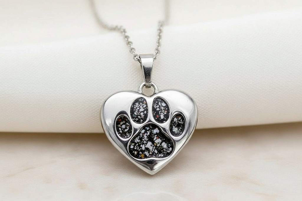 Stainless Steel Keepsake Heart Pawprint Pendant